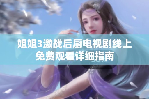 姐姐3激战后厨电视剧线上免费观看详细指南