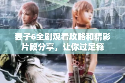 妻子6全剧观看攻略和精彩片段分享，让你过足瘾