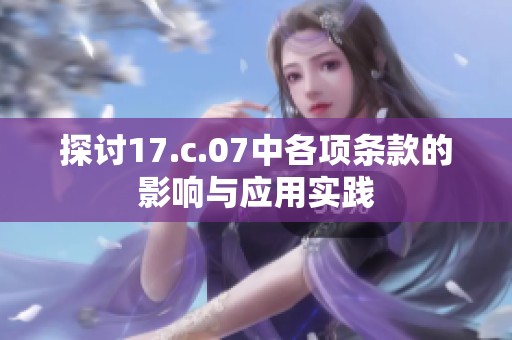 探讨17.c.07中各项条款的影响与应用实践