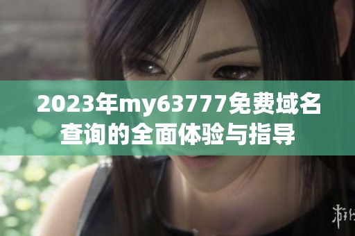 2023年my63777免费域名查询的全面体验与指导